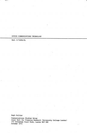 Förstasida: Collins, Hugh_(1972) _Office_Communication_Technology.