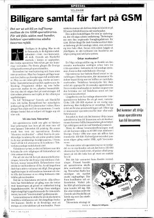 Förstasida: AFFÄRSVÄRLDEN (1992) Fart på GSM