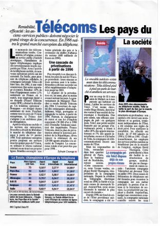 Förstasida: CAPITAL.( 1995) Telecoms.Les pays du Nord jouent sur la concurrence.