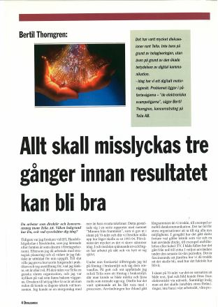 Förstasida: DATALEDAREN (1994). Allt skall misslyckas tre gånger innan det blir bra.