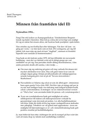 Förstasida: Thorngren,B (1979) Minnen från framtiden. Nr. 2