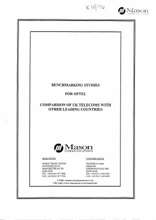 Förstasida: OFTEL_(1996) _UK_Telecoms – International _Benchmarking