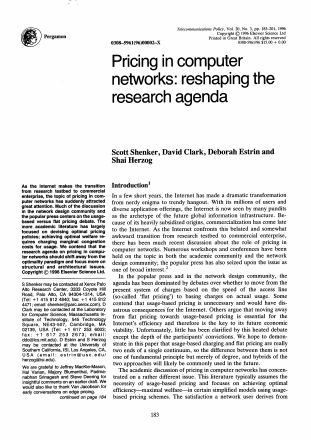 Förstasida: Shenker et al (1996) Pricing in Computer Networks: :Reshaping the Research Agenda