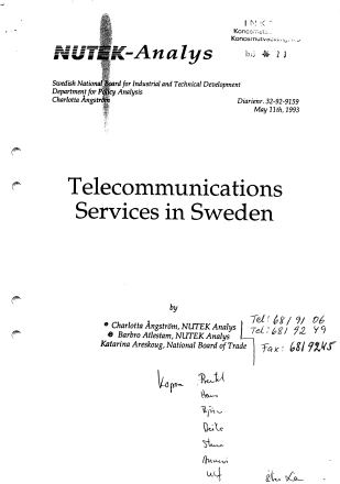 Förstasida: NUTEK_ANALYSIS_(1993_)Telecom_Services_in_Sweden .