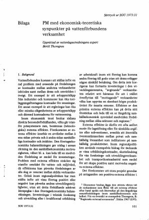 Förstasida: Thorngren,B (1973 c) Ekonomiska synpunkter på vattenförbundens verksamhet. SOU 1973: 31