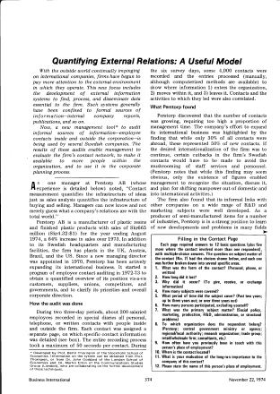 Förstasida: BUSINESS INTERNATIONAL (1974)_Quantifying External Relations: A Useful Model.