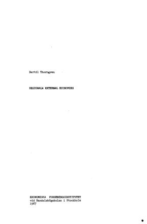 Förstasida: Thorngren,B.(1967).Reg. External Economies. Diss,