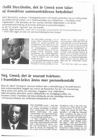 Förstasida: INDUSTRIA(1970) Hallå Stockholm,det är Umeå som talar: Ni överdrtiver sammanträdenas betydelse..